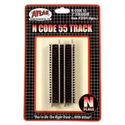 Atlas Code 55 Track W/Nickel-Silver Rail & Brown Ties -- 3" Straight Pkg(6) - N