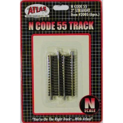Atlas Code 55 Track W/Nickel-Silver Rail & Brown Ties -- 2" Straight Pkg(6) - N
