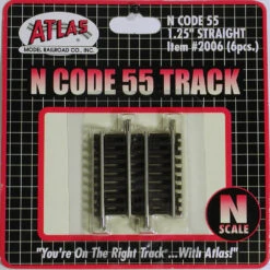 Atlas Code 55 Track W/Nickel-Silver Rail & Brown Ties -- 1-1/4" Straight Pkg(6) - N