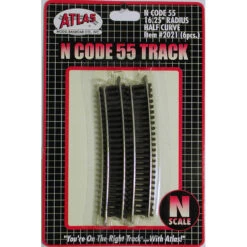 Atlas Code 55 Track W/Nickel-Silver Rail & Brown Ties -- 16-1/4" Radius Half Curve Pkg(6) - N