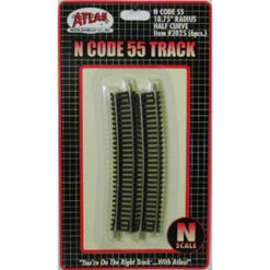 Atlas Code 55 Track W/Nickel-Silver Rail & Brown Ties -- 18-3/4" Radius Half Curve Pkg(6) - N