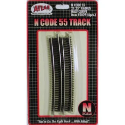 Atlas Code 55 Track W/Nickel-Silver Rail & Brown Ties -- 21-1/4" Radius Curve Half Section Pkg(6)
