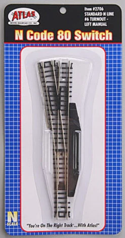 Atlas Code 80 #6 Switch Manual Lefthand Black N