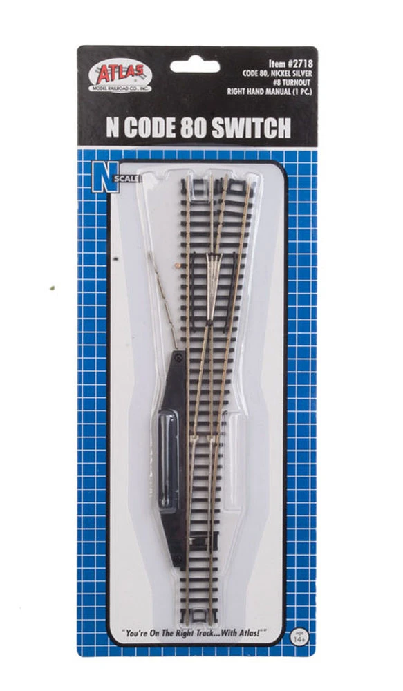 Atlas Code 80 No. 8 Manual Turnout (Switch) - Standard Line -- Right Hand - N 1 Atlas Code 80 No. 8 Manual Turnout (Switch) - Standard Line -- Right Hand - N
