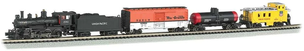 Bachmann Whistle Stop Steam Train Set - Sound And DCC -- Union Pacific 4-6-0, 3 Cars, E-Z Track Ov 1 Bachmann Whistle Stop Steam Train Set - Sound And DCC -- Union Pacific 4-6-0, 3 Cars, E-Z Track Ov