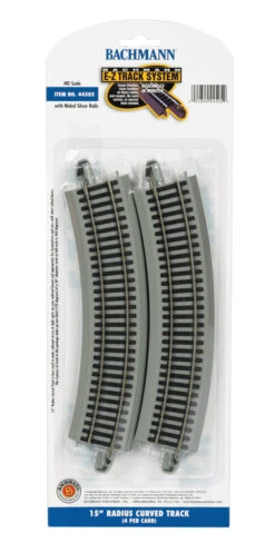 Bachmann Curved Track W/Nickel Silver Rail & Gray Roadbed - E-Z Track? -- 15" Radius Pkg(4) - HO
