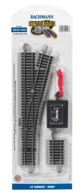 Bachmann E-Z Track? W/Nickel Silver Rail & Gray Roadbed -- #4 Turnout Right - HO