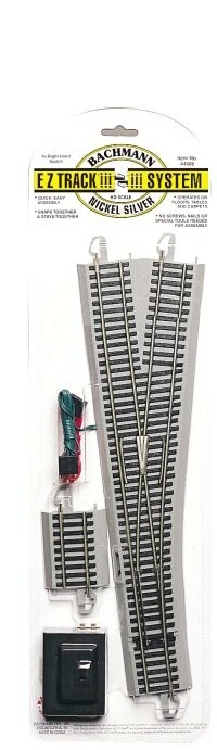 Bachmann Turnout W/Nickel Silver Rail & Gray Roadbed - E-Z Track? -- #6 Turnout Right - HO