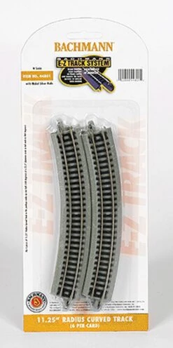 Bachmann E-Z Track? W/Nickel Silver Rail & Gray Roadbed -- 11-1/4" Radius Pkg(6) - N