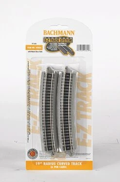 Bachmann E-Z Track? W/Nickel Silver Rail & Gray Roadbed -- 19" Radius Curve Pkg(6) - N