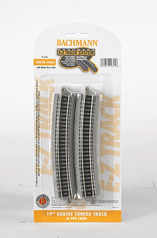 Bachmann E-Z Track? W/Nickel Silver Rail & Gray Roadbed -- 19" Radius Curve Pkg(6) - N 1 Bachmann E-Z Track? W/Nickel Silver Rail & Gray Roadbed -- 19" Radius Curve Pkg(6) - N