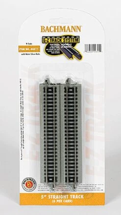 Bachmann E-Z Track? W/Nickel Silver Rail & Gray Roadbed -- 5" Straight Pkg(6) - N