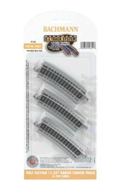 Bachmann E-Z Track? W/Nickel Silver Rail & Gray Roadbed -- 11-1/4" Radius Curve 1/2 Section Pkg(6) 1 Bachmann E-Z Track? W/Nickel Silver Rail & Gray Roadbed -- 11-1/4" Radius Curve 1/2 Section Pkg(6)