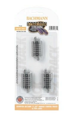 Bachmann E-Z Track? W/Nickel Silver Rail & Gray Roadbed -- 11-1/4" Radius Curve 1/4 Section Pkg(6) 1 Bachmann E-Z Track? W/Nickel Silver Rail & Gray Roadbed -- 11-1/4" Radius Curve 1/4 Section Pkg(6)