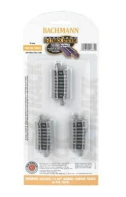 Bachmann E-Z Track? W/Nickel Silver Rail & Gray Roadbed -- 12-1/2" Radius Curve 1/4 Section Pkg(6)