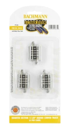 Bachmann E-Z Track? W/Nickel Silver Rail & Gray Roadbed -- 17-1/2" Radius Curve 1/4 Section Pkg(6)