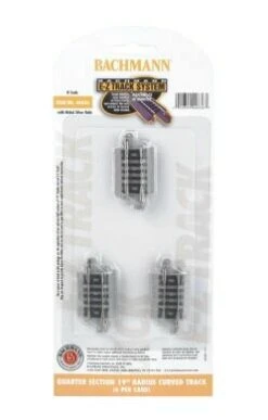 Bachmann E-Z Track? W/Nickel Silver Rail & Gray Roadbed -- 19" Radius Curve 1/4 Section Pkg(6) - N