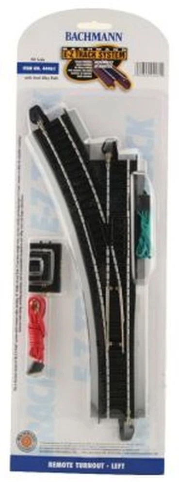 Bachmann Turnout W/Steel Rail Track & Black Roadbed - E-Z Track? -- Left Hand Remote - HO - 44461 1 Bachmann Turnout W/Steel Rail Track & Black Roadbed - E-Z Track? -- Left Hand Remote - HO - 44461