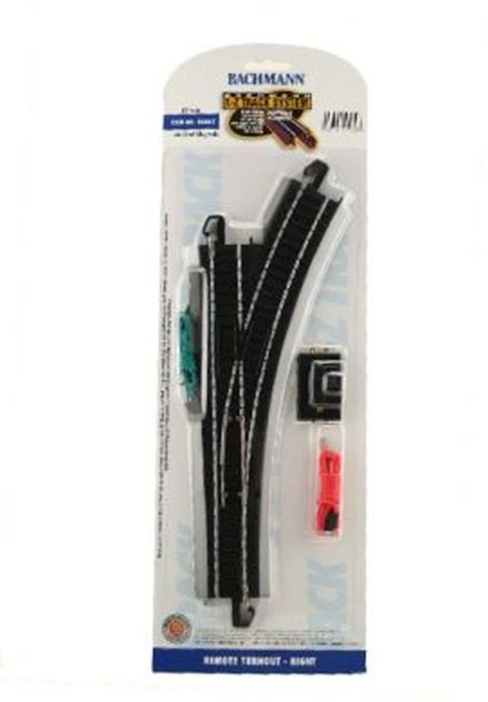 Bachmann Turnout W/Steel Rail Track & Black Roadbed - E-Z Track? -- Right Hand Remote - HO - 4446 1 Bachmann Turnout W/Steel Rail Track & Black Roadbed - E-Z Track? -- Right Hand Remote - HO - 4446