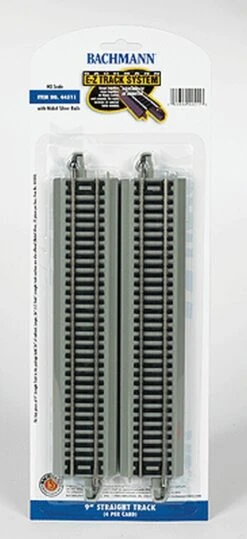 Bachmann E-Z Track? W/Nickel Silver Rail & Gray Roadbed -- 9" Straight Pkg(4) - HO - 44511