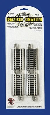 Bachmann E-Z Track? W/Nickel Silver Rail & Gray Roadbed -- 3" Straight Pkg(4) - HO - 44512