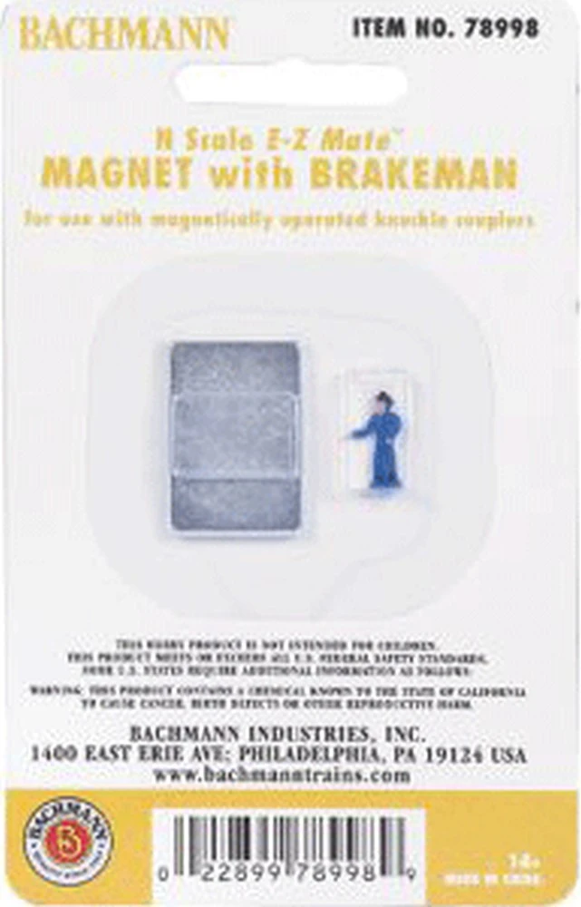 Bachmann Uncoupling Magnet For Knuckle Couplers -- With Brakeman Figure - N 1 Bachmann Uncoupling Magnet For Knuckle Couplers -- With Brakeman Figure - N