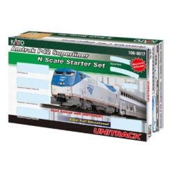 Kato Amtrak Superliner Starter Set -- Amtrak (Phase IVb, Silver, Blue, Red Pinstripes, 2000s Logo)