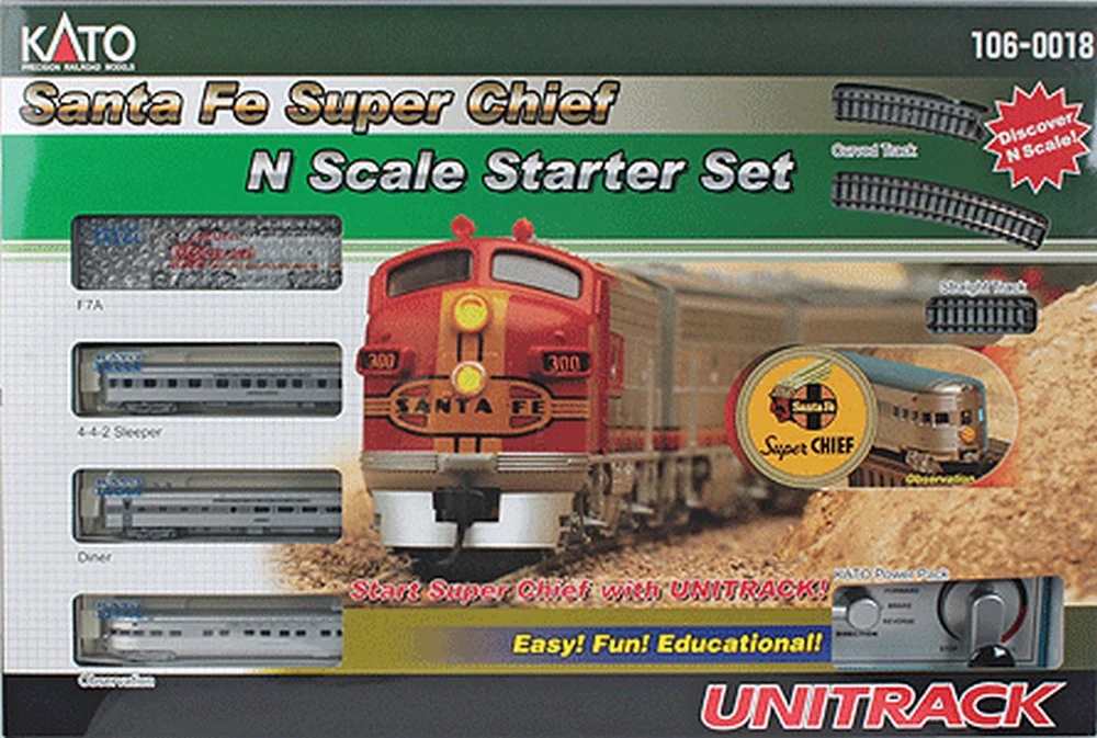 Kato Santa Fe Super Chief Starter Set -- Santa Fe (silver) - N - 106-0018 1 Kato Santa Fe Super Chief Starter Set -- Santa Fe (silver) - N - 106-0018