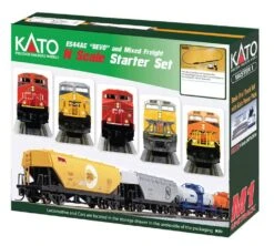 Kato GE ES44AC Gevo Mixed Freight Starter Set -- Union Pacific Loco, 6 Cars, Unitrack M1 Basic 4-1