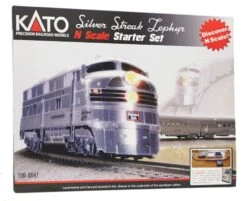 Kato Silver Streak Zephyr Starter Set -- Chicago, Burlington & Quincy (silver, Black) - N - 106-0