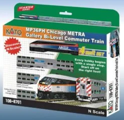 Kato Chicago Metra Bi-Level Commuter Train-Only Set - DCC -- MP36PH Locomotive, 2 Bi-Level Coaches